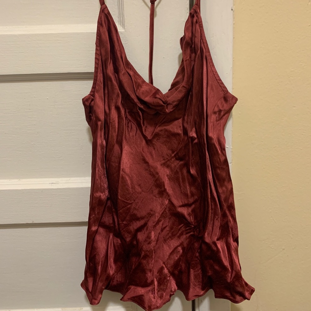 Topshop silky red tank top